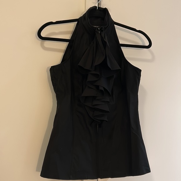 Club Monaco, high neck ruffled sleeveless blouse (XS) - Picture 2 of 3